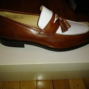 Brown/White Men's Tassel Loafer 11.5